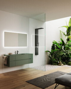 Delo Colonna doccia Diana in alluminio nero opaco - foto ambientata