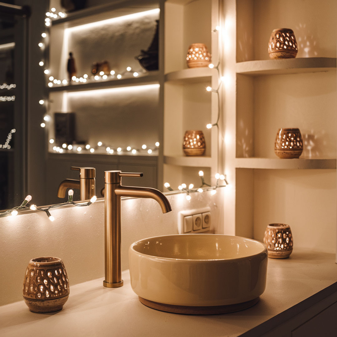 Delo blogpost atmosfera natalizia - luci soffuse in bagno