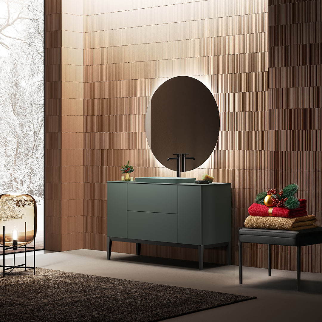 Delo blogpost atmosfera natalizia - miscelatore tonda nero e tessili natalizi