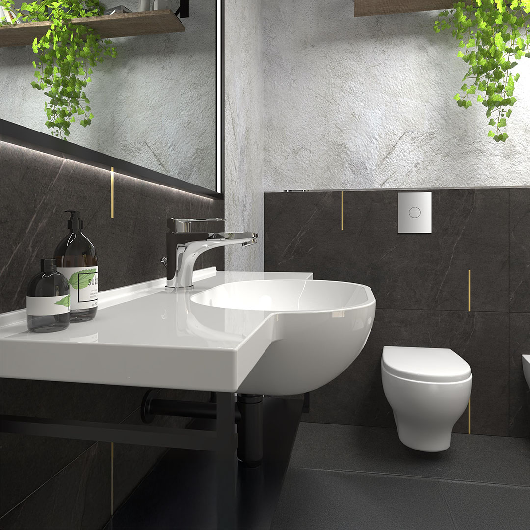 delo blogpost - bagno con pianta potus e miscelatori serie nemo