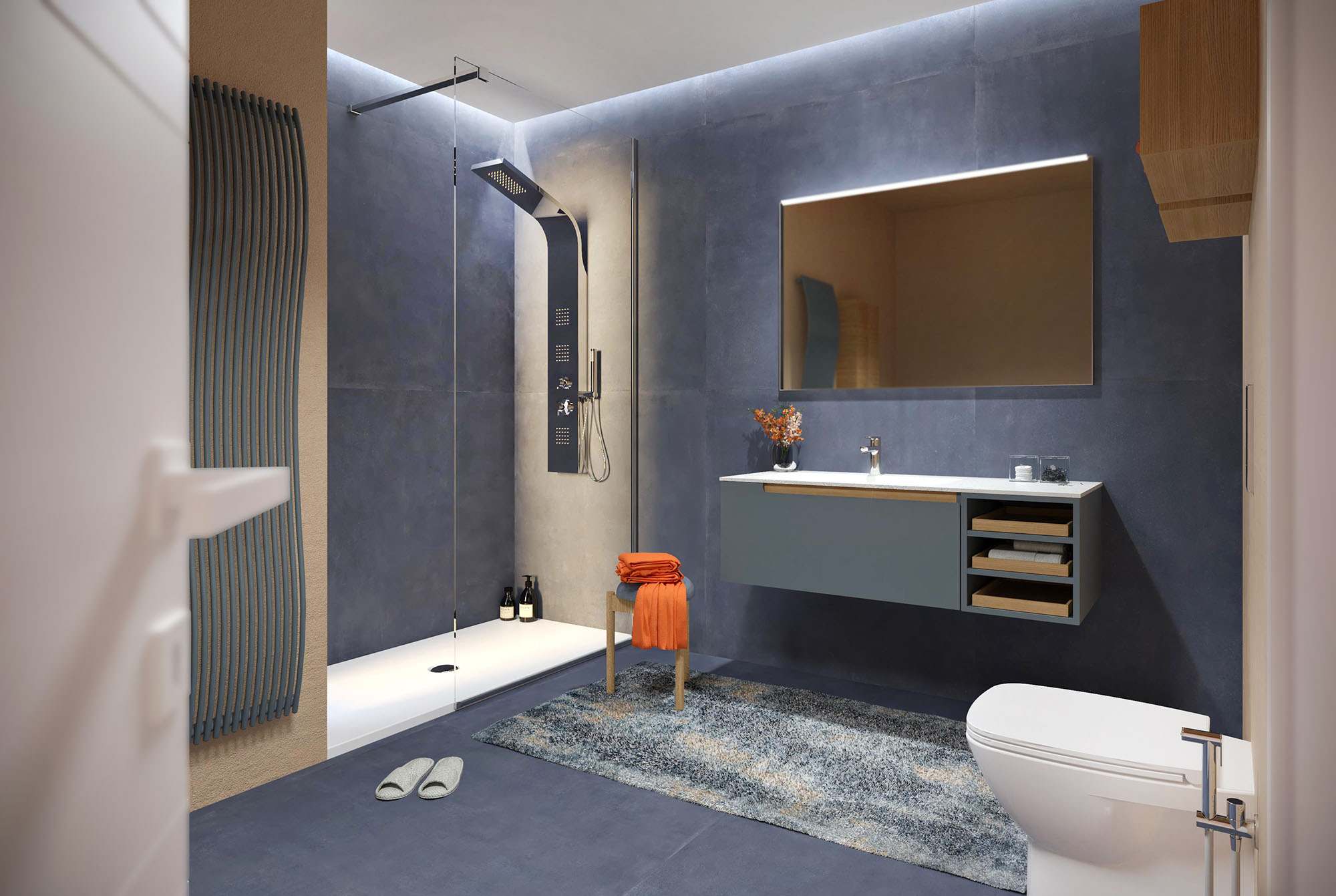 Delo blogpost - chi ha inventato la doccia - colonna doccia moderna Delò Aurora