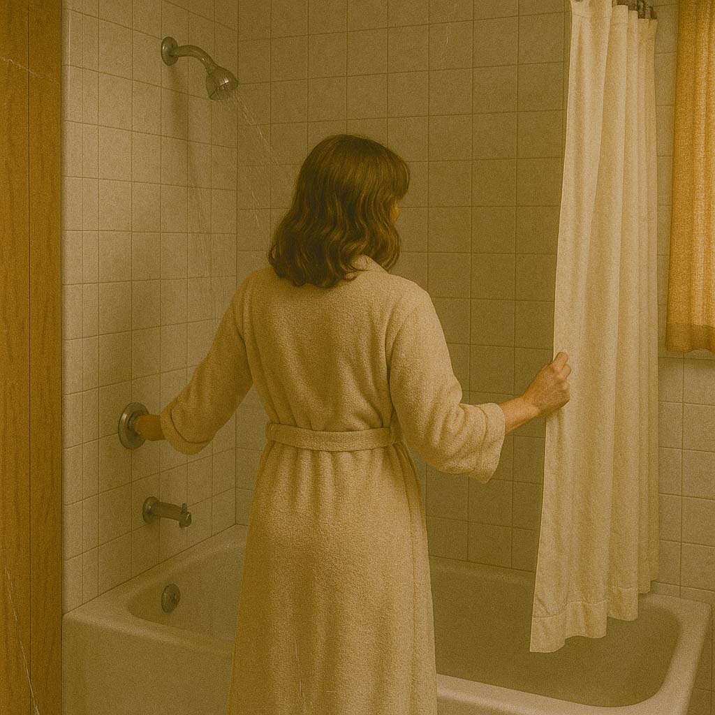 Delo blogpost - chi ha inventato la doccia - doccia in vasca anni 70