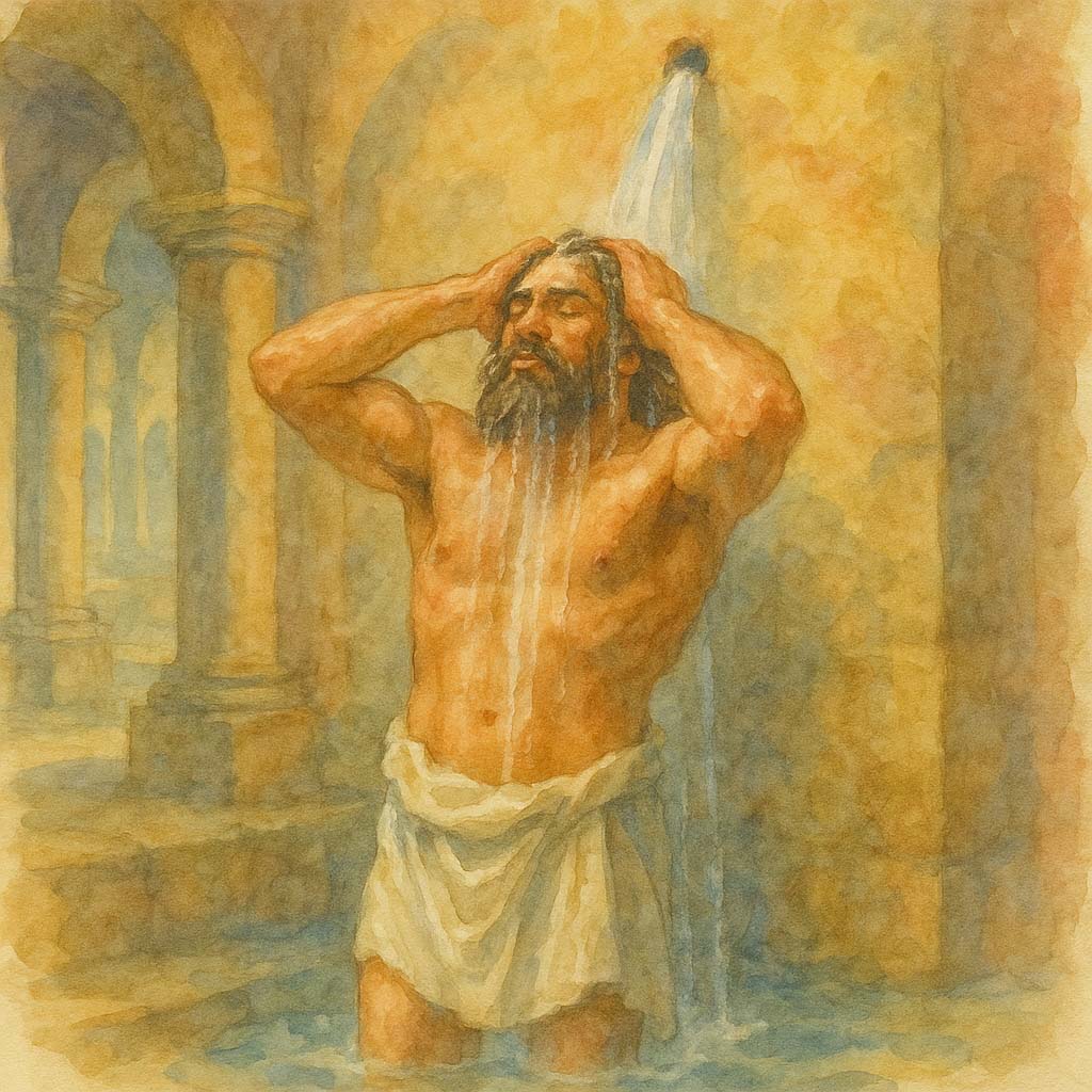 Delo blogpost - chi ha inventato la doccia - doccia nelle terme romane